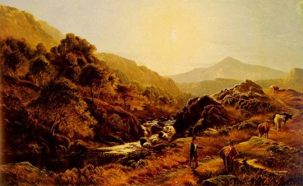 Figures On A Path By A Rocky Stream